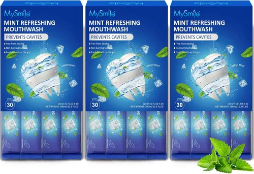 Miniatura 10 de MySmile - Enjuague bucal para dientes sensibles, lavado bucal nano hidroxiapatita, tamaño de viaje, sin flúor ni alcohol, remineralizante para mayor