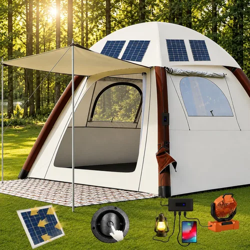 Automatic Tents for Camping 4 Person with Rechargeable Device, Portable Carry 4000mm Waterproof & UV Protection Pop Up Tent, Easy Setup Instant