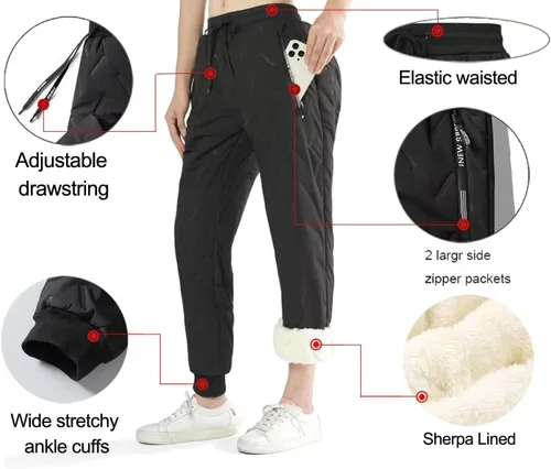 Miniatura 2 de Women's Winter Warm Pants Fleece Ski Snow Pants Sherpa Lined Thermal