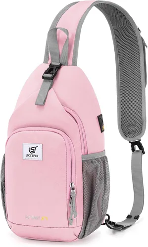 Miniatura 9 de SKYSPER - Mochila de bandolera con bloqueo RFID, mochila de hombro cruzada, para senderismo y viajes, para mujeres y hombres (cian)