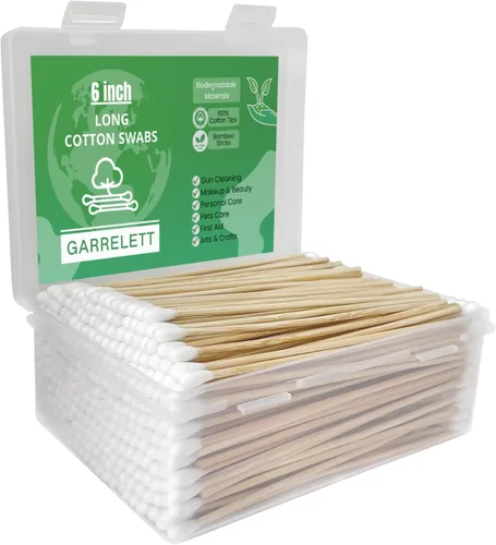6 Inch Long Cotton Swabs, Pointed/Round Tips for Detail Cleaning, Gun Cleaning Supplies, Keyboard, Electronics, Crafts and Hard-to-Reach Areas