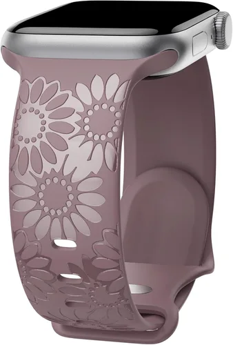 Miniatura 27 de Correa de silicona grabada de girasol compatible con correas de Apple Watch de 1.496, 1.575, 1.614, 1.654, 1.732, 1.772 y 1.772 pulgadas para mujer