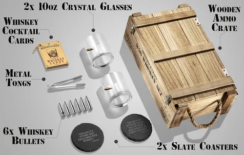 Miniatura 3 de Mixology & Craft Juego de piedras de whisky con vasos y balas de acero, regalo para hombres