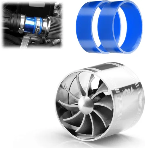 Miniatura 10 de Mi2KA Turbina de admisión de aire de combustible, ahorro de gas, sistema de aceleración turbonador de un solo ventilador Turbo 2.5 "-3.0