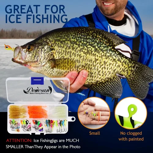 Miniatura 6 de Kit de Pesca Dovesun Señuelos de Pesca en Hielo Plantillas de Pesca en Hielo Señuelos de Pesca en Hielo para Lucios Señuelos de Crappie 135