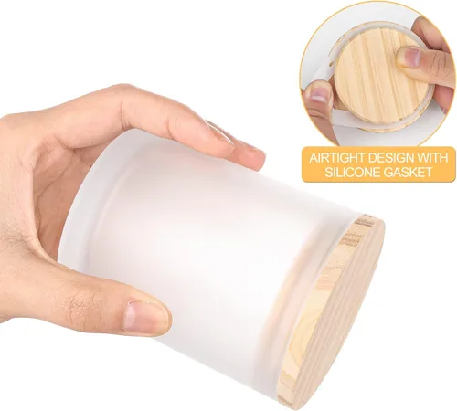 Miniatura 2 de SHOWIN Tarros gruesos para hacer velas, 20 unidades, tarros vacíos de 7 onzas con tapas de madera para hacer velas, contenedor de muestra, blanco