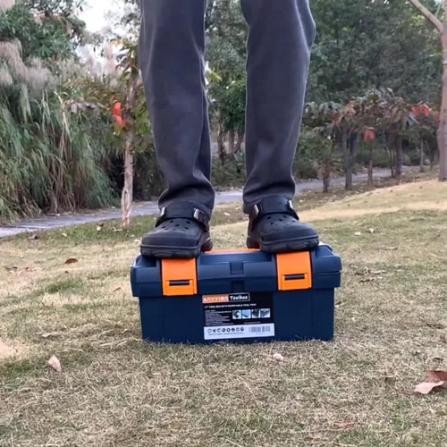 Miniatura 6 de Anyyion Caja de herramientas de 17 pulgadas con bandeja extraíble, la caja de piezas pequeñas en la tapa es extraíble, la bandeja se puede quitar