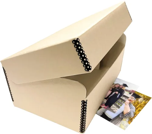 Miniatura 9 de Lineco, Caja de fotos con tapa con bisagras color tostado de 5.5 x 7.75 x 12 pulgadas, libre de ácidos. Capacidad para hasta 1100 fotos de 4 x 6 o 5