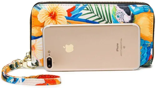 Miniatura 139 de Cartera de mano para mujer, estilo bohemio, con RFID, elegante, espaciosa con correa para viajes, capacidad para tarjetas, teléfono, dinero