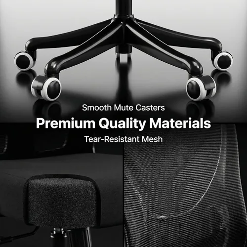 Miniatura 21 de Silla de oficina ergonómica con soporte lumbar, silla de escritorio de malla de respaldo alto con brazos abatibles, silla de trabajo ajustable