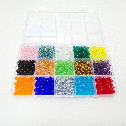 Miniatura 8 de Cuentas de vidrio de bicono de 0.394 pulgadas para hacer joyas, 300 piezas de forma facetada, cuentas espaciadoras de cristal coloridas, surtidos