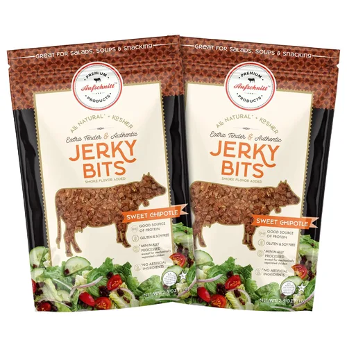 Miniatura 7 de Aufschnitt Jerky Bits - Bocadillos saludables hechos de carne de res y pollo, con alto contenido de proteínas, kosher y apto para dieta cetogénica
