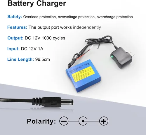 Miniatura 4 de Batería recargable de iones de litio de 12 V 1500 mAh, paquete de baterías de repuesto de cable de cables desnudos con cargador de 12 V