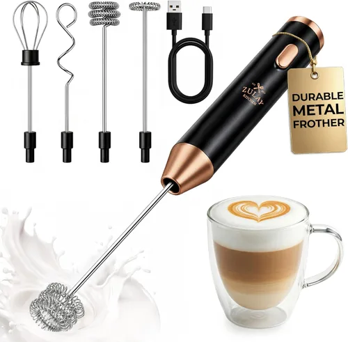 Miniatura 129 de Zulay Kitchen Espumador de leche de mano con pilas Duracell AA – Mezclador eléctrico ultrarrápido y creador de espuma, mezclador de bebidas fácil