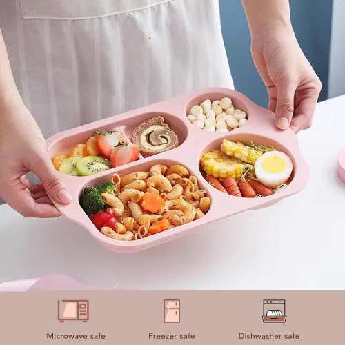 Miniatura 4 de RUIBOLU Platos divididos grandes de 12 pulgadas para niños y adultos, placa de control de porciones de paja de trigo, platos de plástico