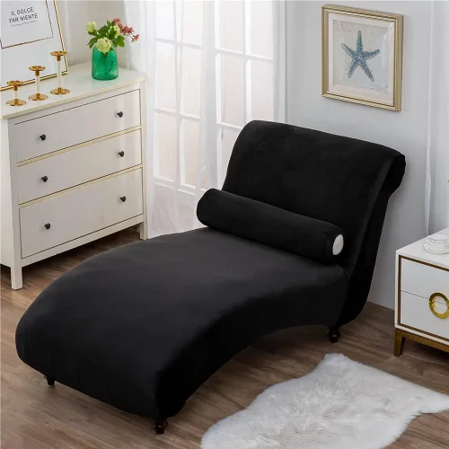 Miniatura 2 de Funda de terciopelo para tumbona de lujo, para sala de estar, muebles de interior, ultra suave, lavable a máquina, color negro