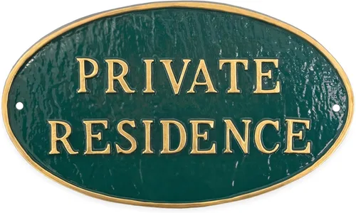 Miniatura 6 de Montague Metal Products Letrero de residencia privada – Placa de metal ovalada blanca y negra con estaca para césped, 8.5 x 13 pulgadas, letrero