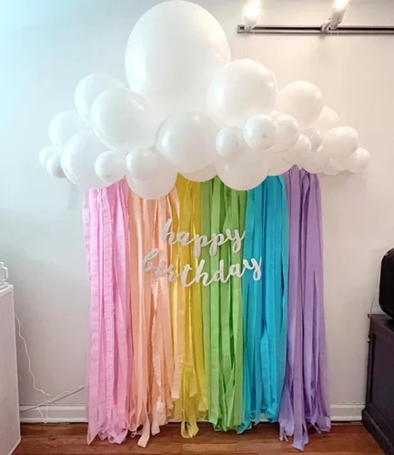 Miniatura 4 de Decoraciones de fiesta de cumpleaños pastel, serpentinas de papel crepé pastel, 8 rollos de serpentinas de color pastel para fiesta de cumpleaños