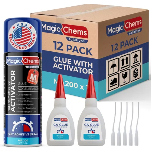 Miniatura 12 de Magic Chems - Pegamento CA con kit activador (2 pegamento de 0.8 onzas + activador de 6.7 onzas líquidas), adhesivo de cianoacrilato para impresión