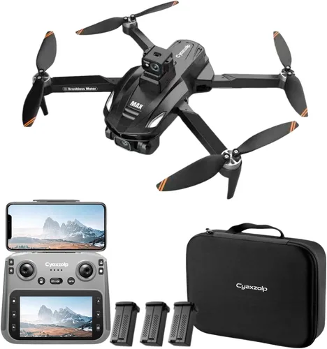 Drones con cámara para adultos 4k, dron GPS con control remoto LCD de 4.5 pulgadas, evita obstáculos de 360° para exteriores, motor sin escobillas,