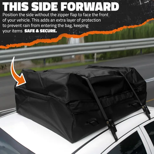 Miniatura 6 de Mockins Bolsa de Carga para Techo de Automóvil de 16 Pies Cúbicos Bolsa de Techo de 45"x34"x18" para Automóvil Sin Portaequipajes Portaequipajes