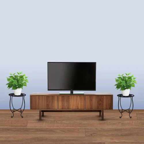 Miniatura 6 de TLBTEK 2 soportes redondos para macetas de interior de 10 pulgadas, soportes de metal para plantas al aire libre, moderno soporte para macetas