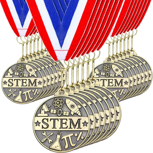 Miniatura 12 de Quelay 30 piezas Medallas de premio de 2" al por mayor, medallas ganadoras de oro con cintas para el cuello, medallas de trofeo de metal, premio