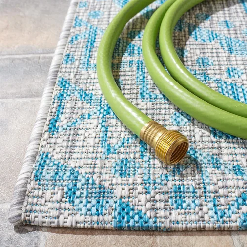 Miniatura 109 de SAFAVIEH Alfombra lavable para exteriores, colección Courtyard - Pasillo de 2.3 x 8 pies, color beige claro y marrón claro, no desprende pelusa