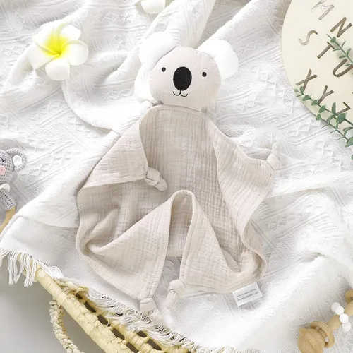 Miniatura 2 de LAWKUL Baby Lovey - Manta de seguridad de muselina de algodón orgánico, suave, transpirable, para bebés, niños y niñas, unisex, koala, beige