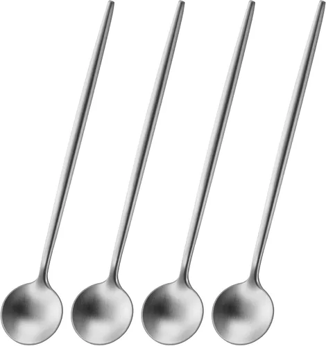 Miniatura 15 de DEHOV 4 cucharas de café 18/10 de acero inoxidable negro satinado de 6.7 pulgadas, cuchara de té helado, cucharas para remover espresso, cucharas