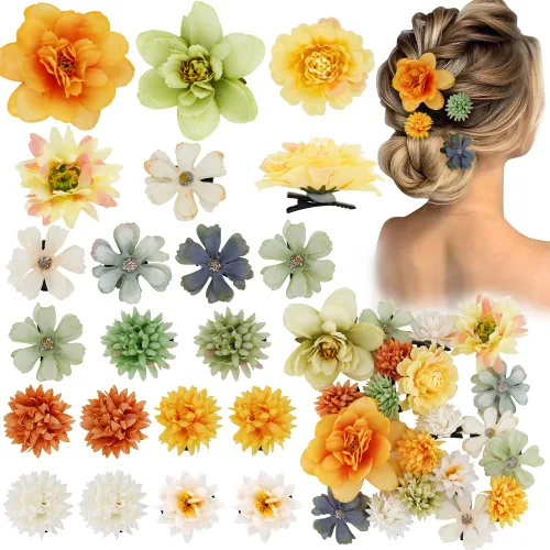 Ahoney 20 pinzas para el cabello con flores tropicales para mujeres y niñas, pasadores de pelo de flores artificiales hawaianas, horquillas de gasa,
