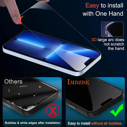 Miniatura 5 de IMBZBK Paquete de 3 protectores de pantalla para iPhone 13 Pro Max con 3 protectores de lente de cámara de vidrio templado Accesorios Protector