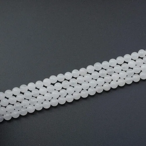 Miniatura 6 de LPBeads 200 piezas cuentas sueltas y redondas de jade blanco natural (piedra preciosa) de 6mm, pulidas, con cordón elástico para hacer joyas, Jade