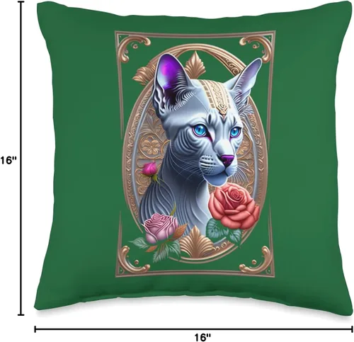 Miniatura 4 de Pet and Animal Lover Gifts, Sphynx Cat Ornate Sphynx, almohada de gato esfinge, 16 x 16, multicolor