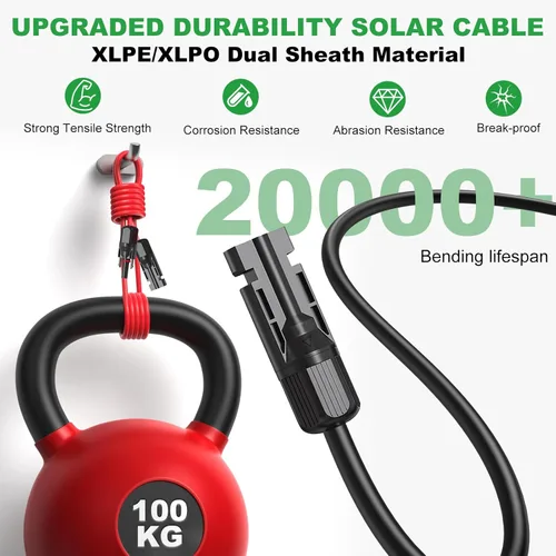 Miniatura 3 de Oududianzi Cable de extensión solar de 20 pies, cable solar de 10 AWG, cable fotovoltaico de cobre estañado calibre 10, cables de panel solar