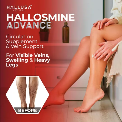 Miniatura 2 de Hallosmine Advance Diosmin 1000 mg + crema gratis para venas, soporte para la circulación, venas, piernas pesadas y venas varicosas – Castaño