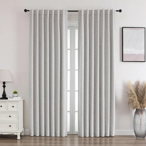 Miniatura 9 de Flyfun Cortinas opacas de 63 pulgadas de largo, juego de 2 paneles, cortinas con aislamiento térmico para sala de estar/dormitorio, bolsillo
