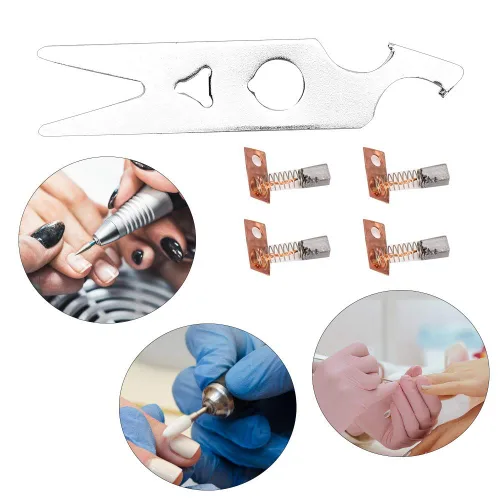 Miniatura 4 de Juego de 2 pares de llaves de cepillo de carbono, accesorios de pieza de repuesto para taladro de uñas, incluye cepillo de carbono y llave