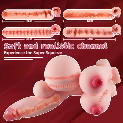 Miniatura 3 de Muñeca sexual transexual de 11.2 libras, juguetes sexuales FUTA con consolador penetrable, pezones y culo de coño, muñeca sexual trans, masturbador