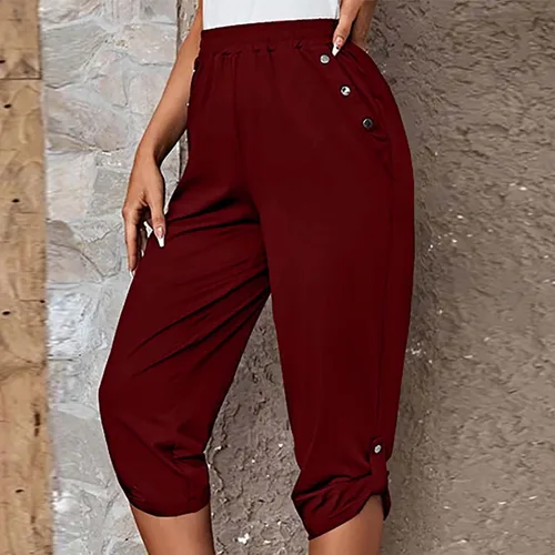 Miniatura 211 de Pantalones capri para mujer, estilo casual, de verano, elásticos, de cintura alta, pantalones de yoga, ajuste atlético, pantalones deportivos