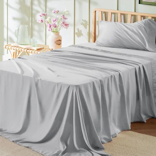 Miniatura 25 de Bedsure Sábanas de tamaño King – Sábanas suaves para cama de tamaño King, 4 piezas de hotel de lujo verde menta, juego de sábanas refrescantes de 11