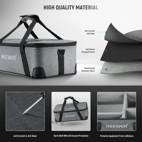 Miniatura 4 de NEEWER Bolsa de transporte con espuma movible acolchada para Studio Light Q300 Vision 4 ML300 CB60B RGB CB60 MS60B MS60C MS150B, bolsa de transporte