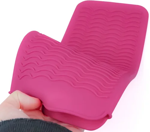 Miniatura 4 de Estera/Funda de Silicona Resistente al Calor para Alisadora de Cabello, Rizador, Plancha y Herramientas de Cabello Caliente, 2 Piezas, Rosa