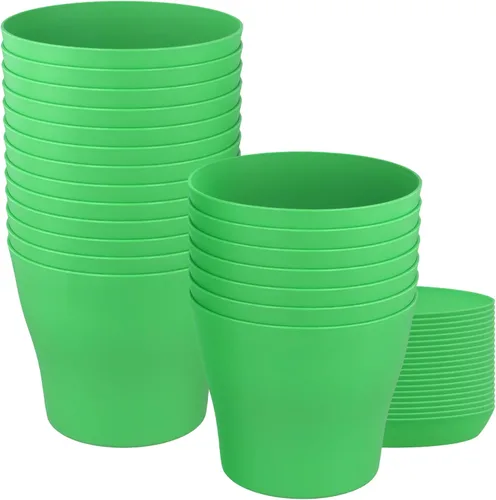 Paquete de 20 macetas de plástico de 5.5 pulgadas con platillos, macetas decorativas modernas para flores, macetas decorativas de jardinería con