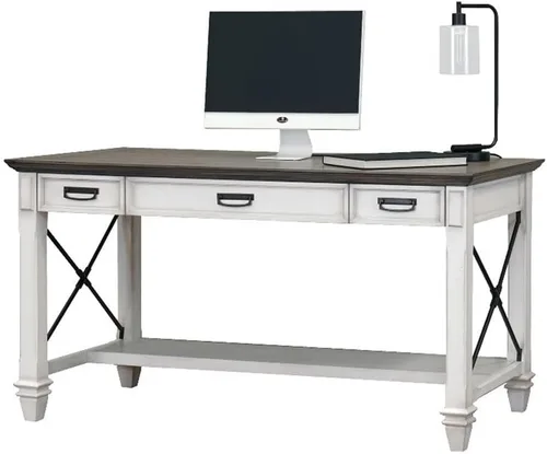 Miniatura 9 de Martin Furniture Hartford - Escritorio de madera marrón para escribir, estación de trabajo de oficina, muebles de estudio en casa, marco elegante