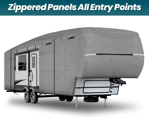 Miniatura 4 de Cubierta para RV de 5ª Rueda 26' - 29' Anti-UV Cubierta Duradera para Caravana 7 Capas Superiores con Algodón Transpirable, Impermeable con 2 Piezas