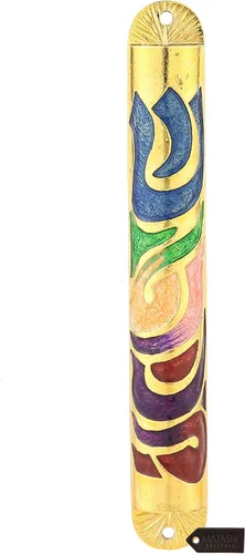 Miniatura 15 de Matashi Esmalte azul pintado a mano de 6 pulgadas Mezuzah adornado con espinilla hebrea, decoración de pared para puerta del hogar, decoración