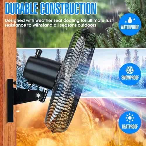 Miniatura 3 de iLiving Ventilador de pared oscilante de alta velocidad para exteriores de 18 pulgadas con motor resistente a la intemperie de 4150 CFM, ajuste