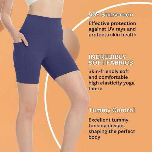 Miniatura 3 de KOWTIGER Pantalones cortos de yoga para mujer, cintura alta, con bolsillos, elásticos, para ciclismo, correr, deporte, entrenamiento, gimnasio