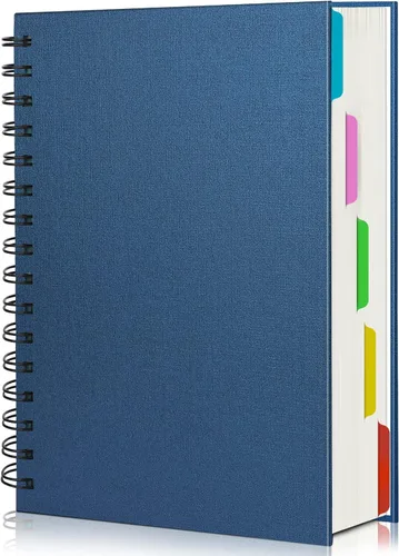 Miniatura 13 de EUSOAR - Cuaderno en espiral de tapa dura para universidad, rayado, paquete de 3 cuadernos A5 de 5.5"x8.3", con 5 divisiones, para escritura, tapa